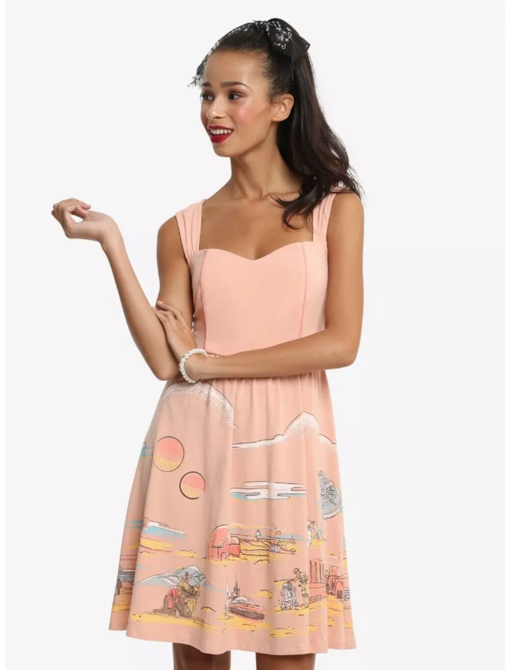 Star Wars Her Universe Tatooine Scene Sweetheart Fit & Flare Dress Large